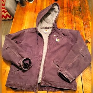 Carhartt sherpa lined duck jacket purple Large